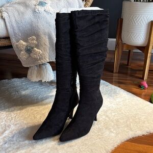 Cami Scrunch Hi Black Heeled Boots Size 7.5